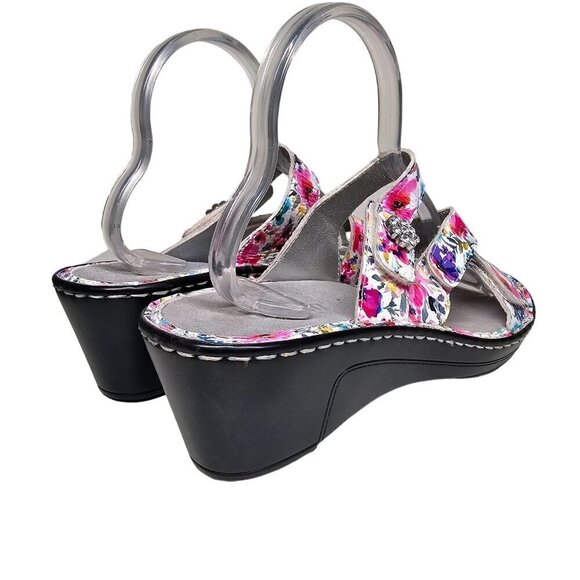Alegria by PG Lite Loti Leather Blooms Floral Wedge Slide Sandal Multicolor 42 - Picture 8 of 12